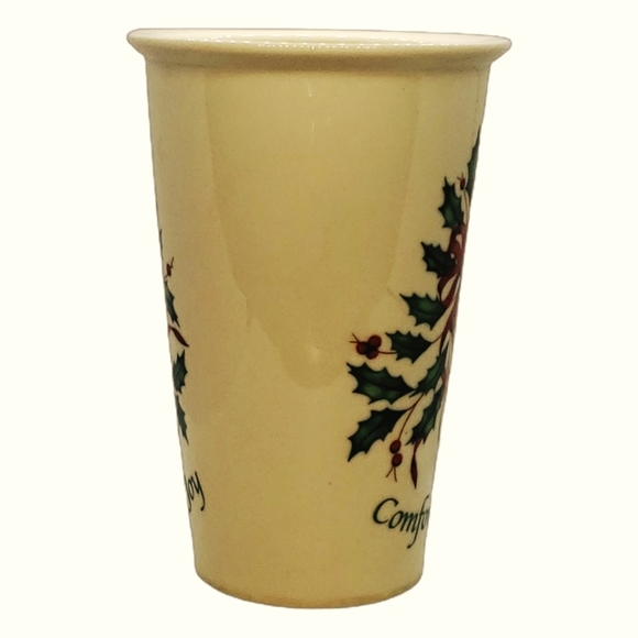 Vintage, Lenox,Traveler Tumbler, "Comfort & Joy" Beige Holly and Berries - Picture 2 of 4